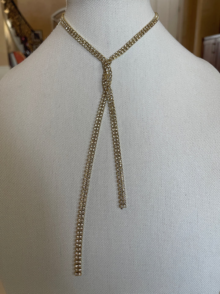 Double–wrap Gold Crystal Necklace