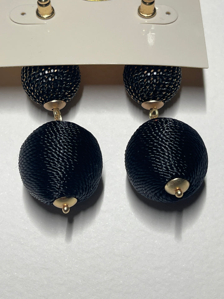 Black And Gold Double Ball Earrings