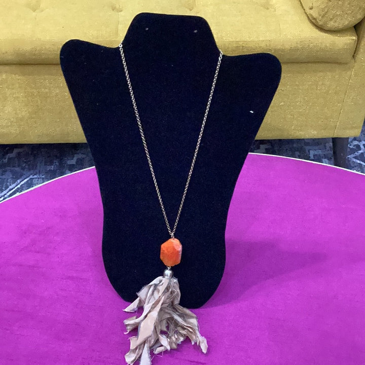 Orange pearl and flare necklace