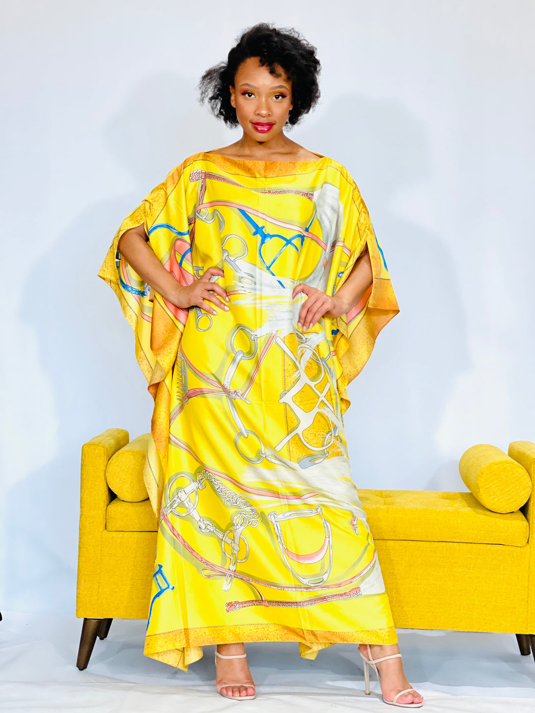 Sassyn Yellow Multicolor Art Style Dress