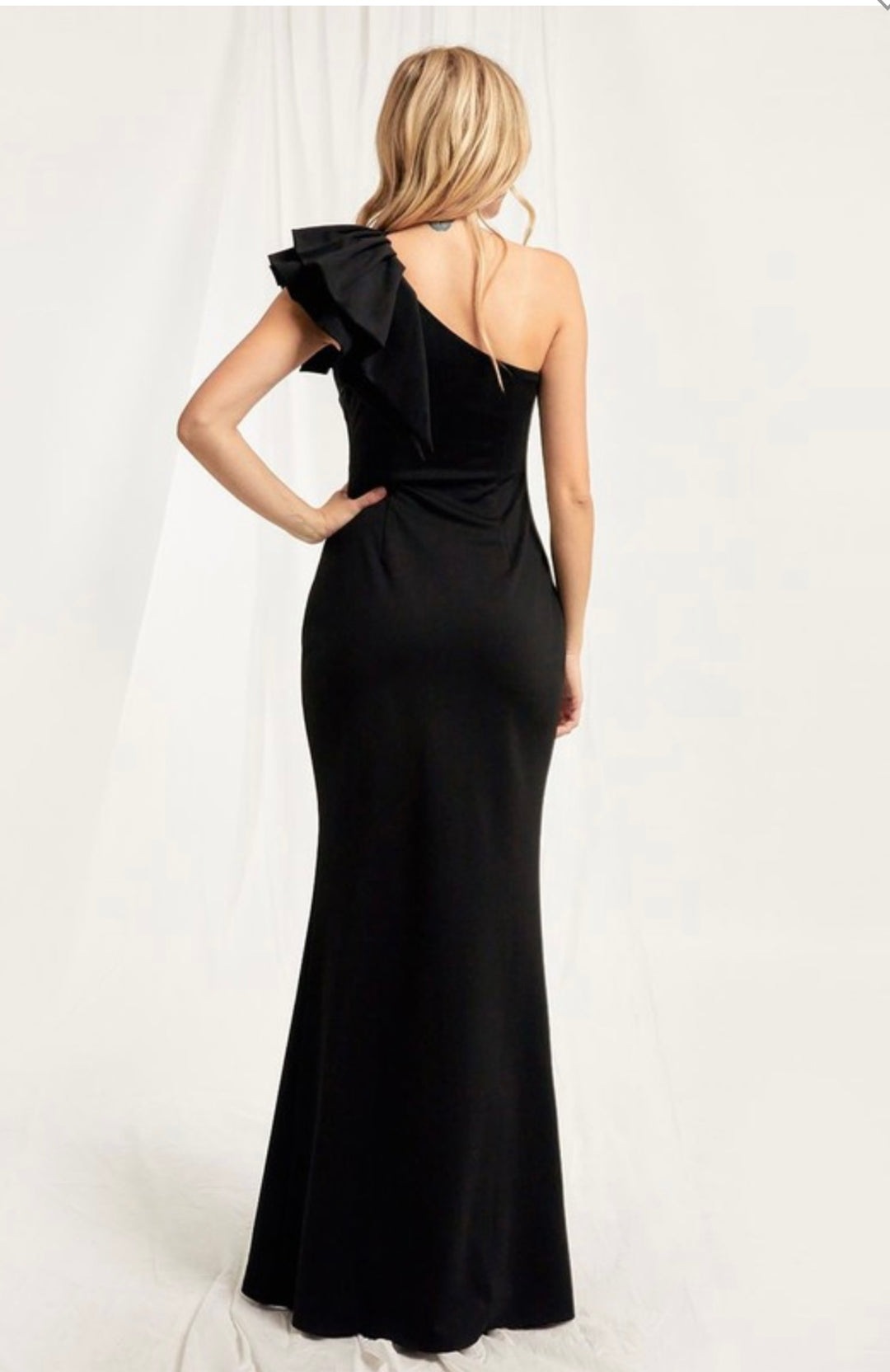 Black Ruffle Sleeve Dress