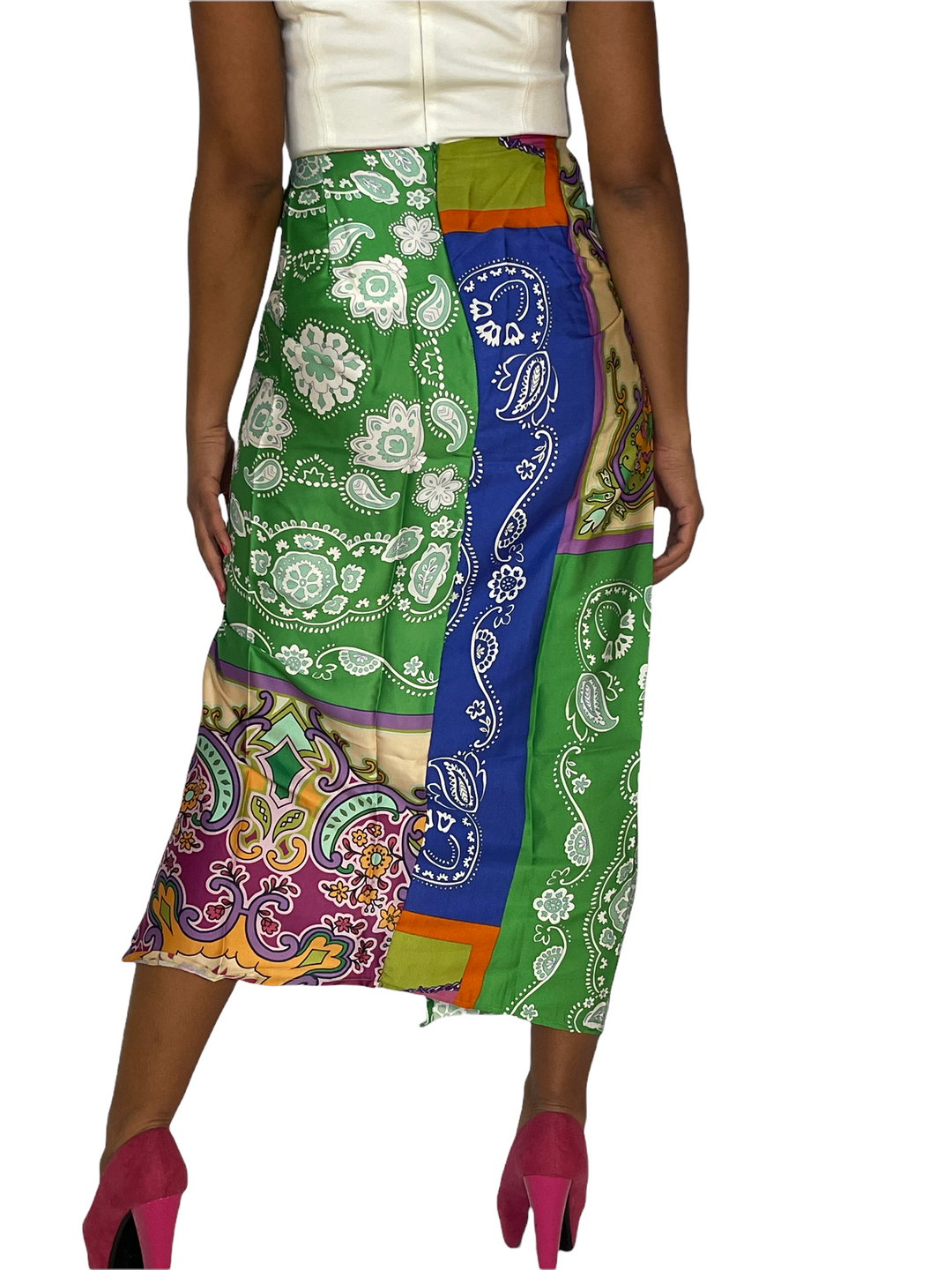 Sassyn Green Pattern Scarf Skirt