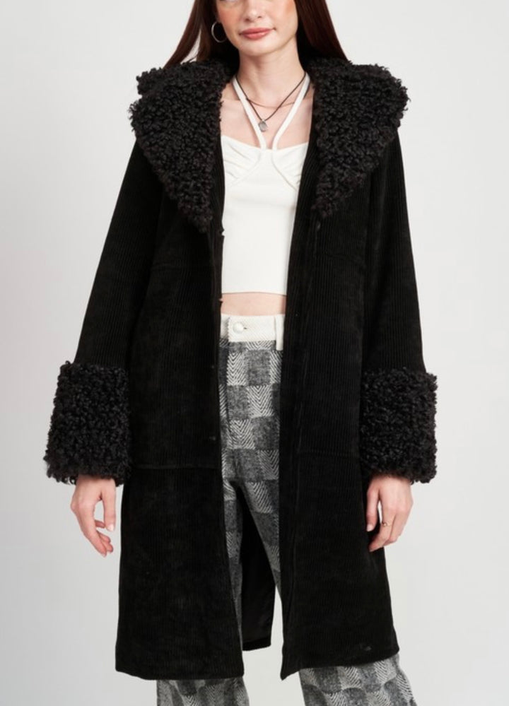 Black Faux Length Coat