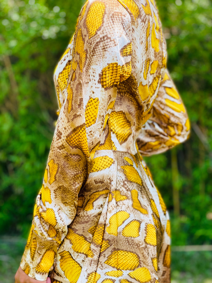 Silk Vintage Snake Print Dress