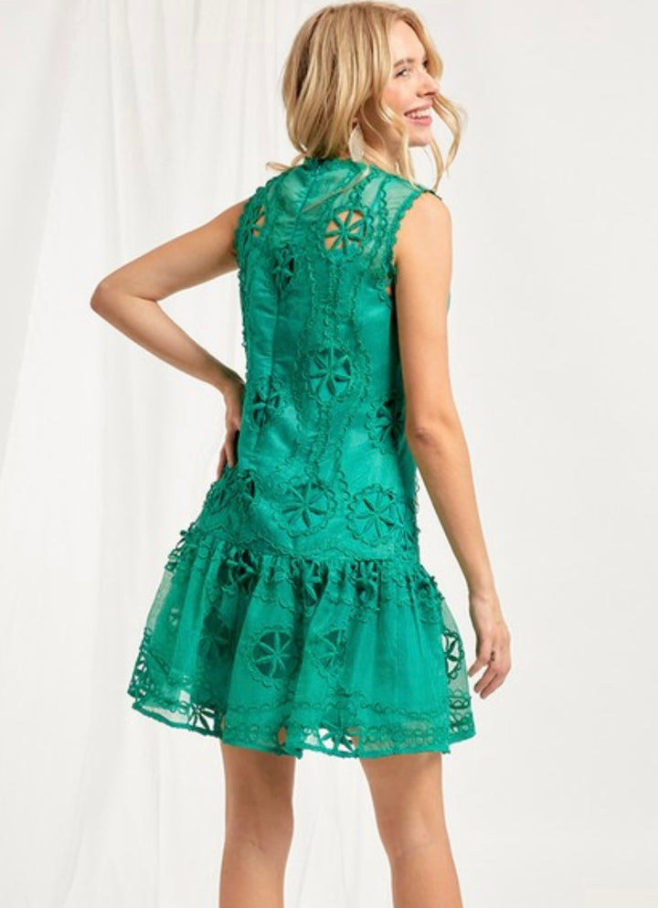 Green Mini Lace Dress
