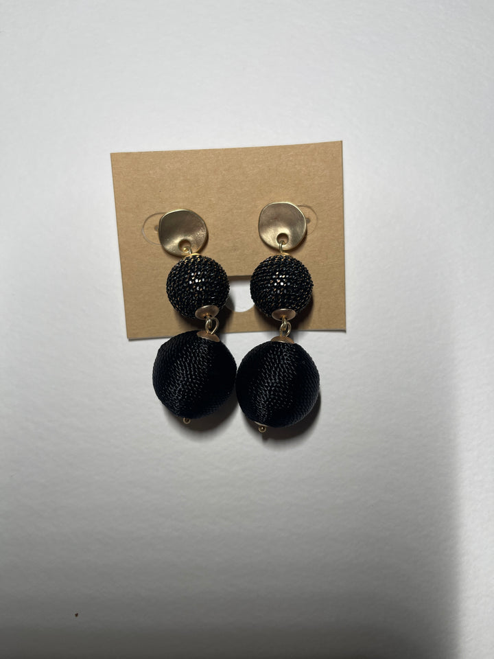 Black And Gold Double Ball Earrings