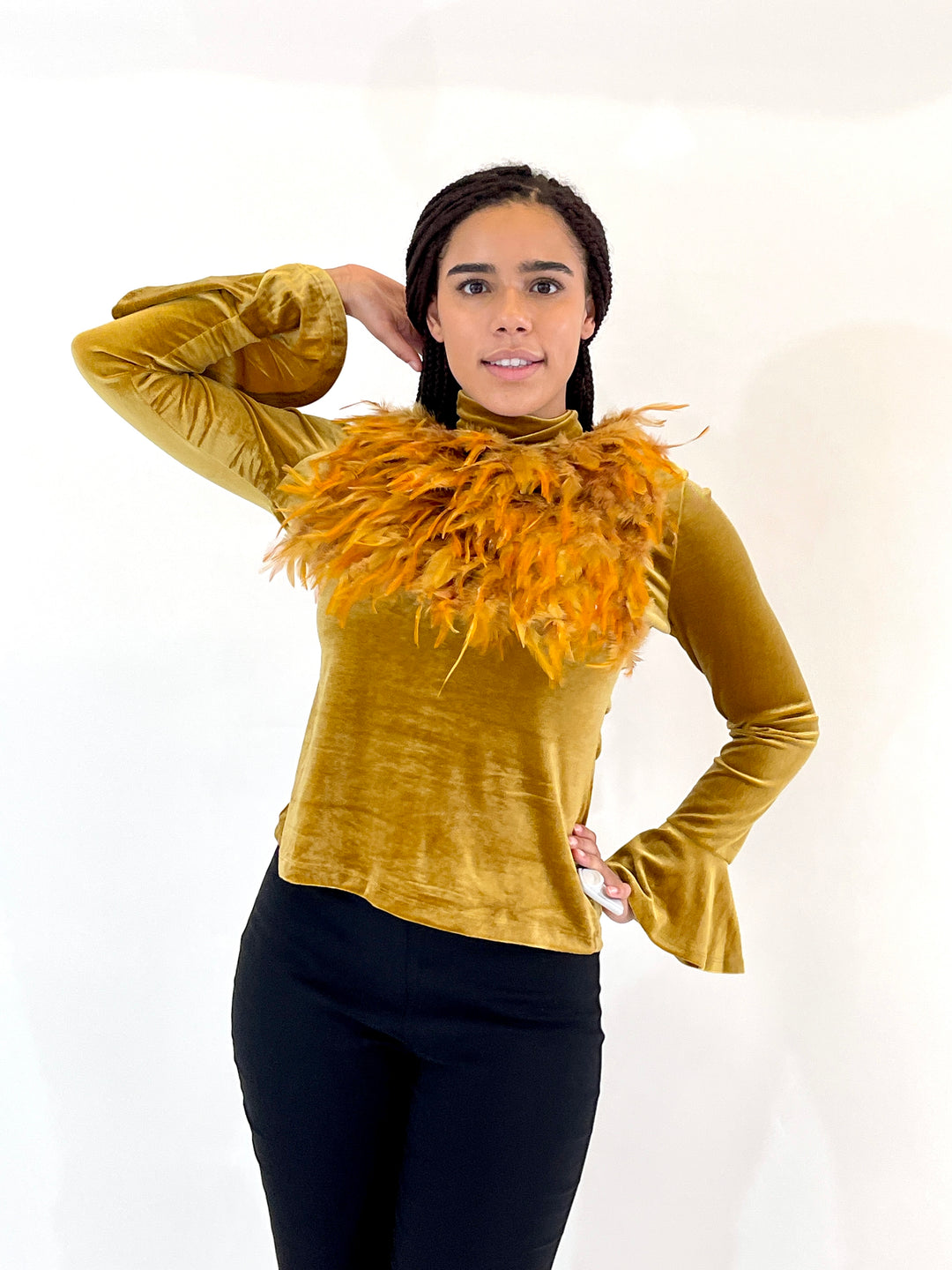 Gold Faux Feather Top