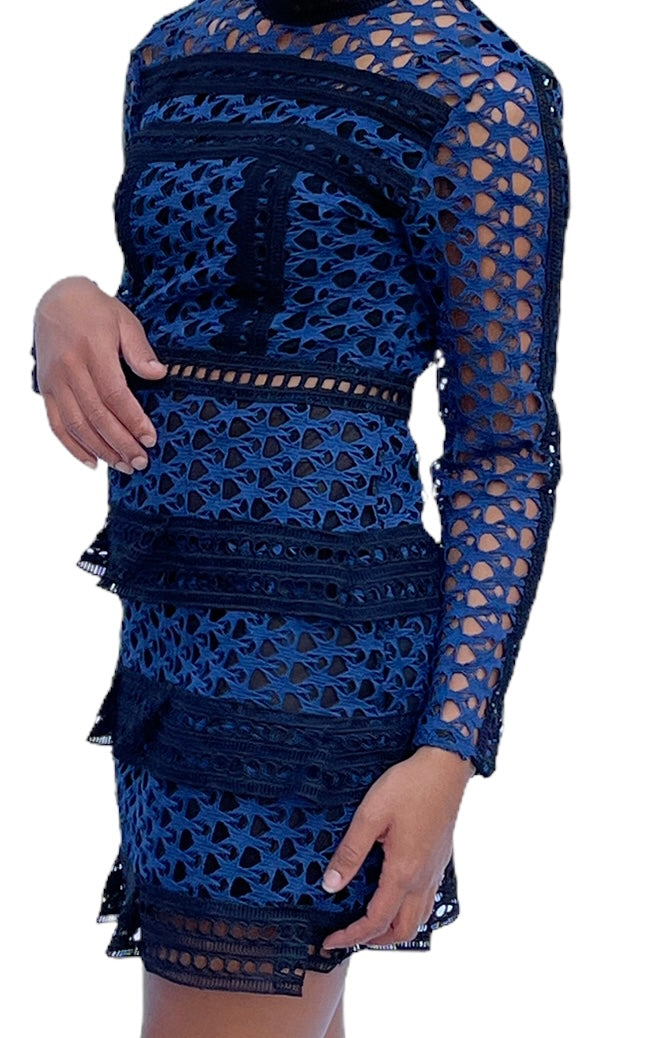 Sassyn Blue/Black Portrait Dress