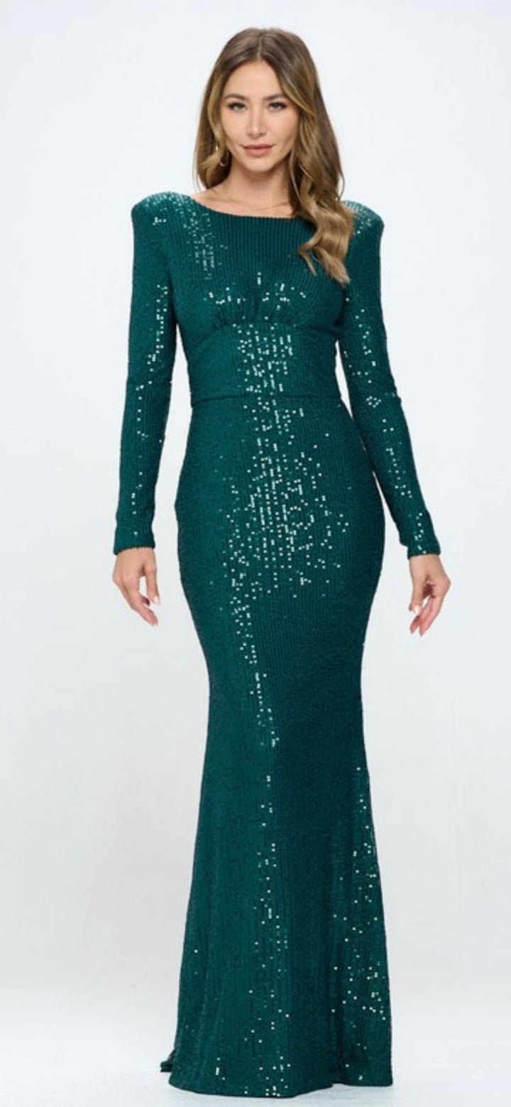 Hunter Green Sequined Dress