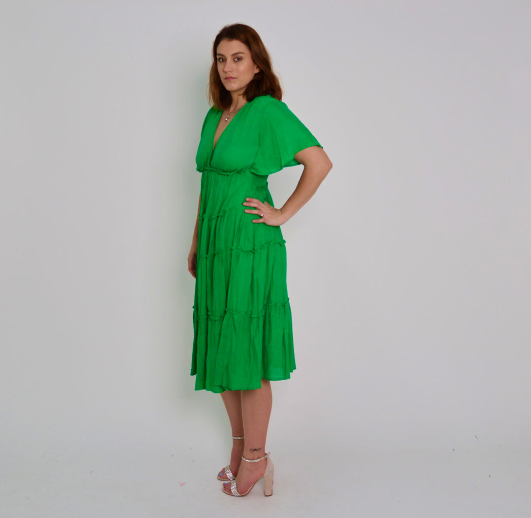 Kelly Green Ruffled Dress