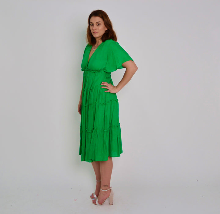 Kelly Green Ruffled Dress