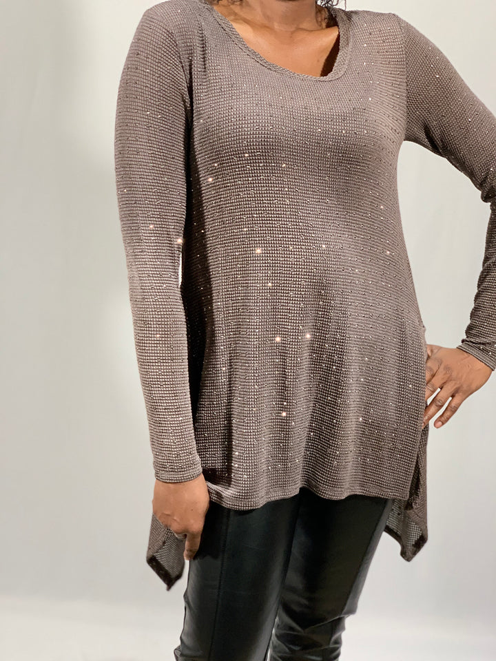 Vocal Brown Studded Sweater