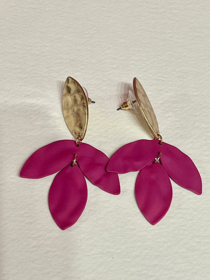 Gold/ Pink Leaf Earrings