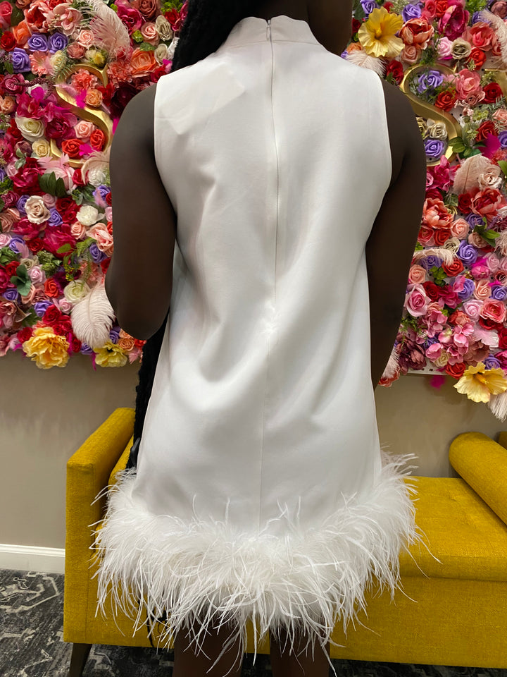 White Feather End Dress