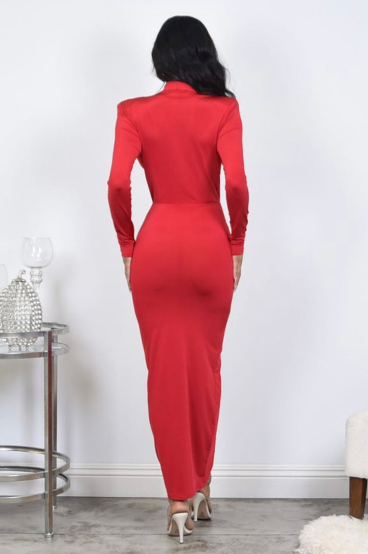 Red Bodycon Rutched Dress