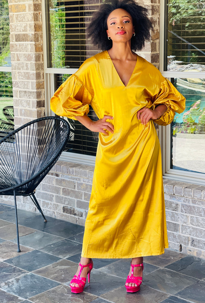 Yellow Lantern Sleeve Dress