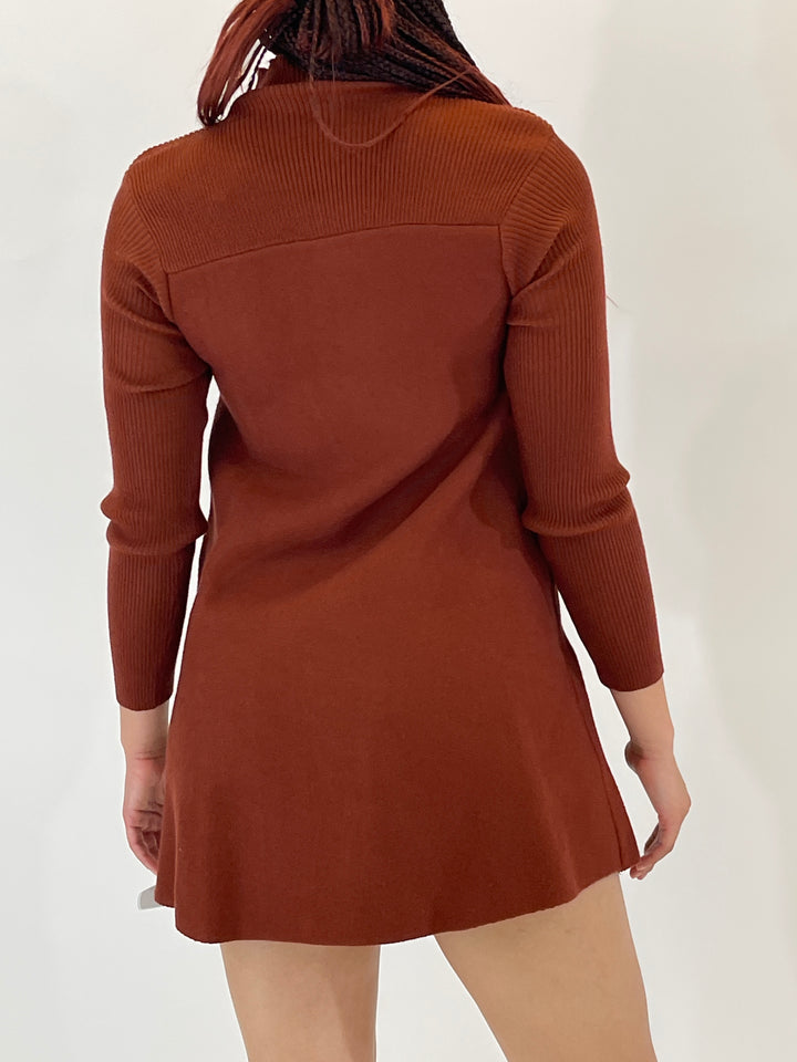 Caramel Flared Sweater Dress