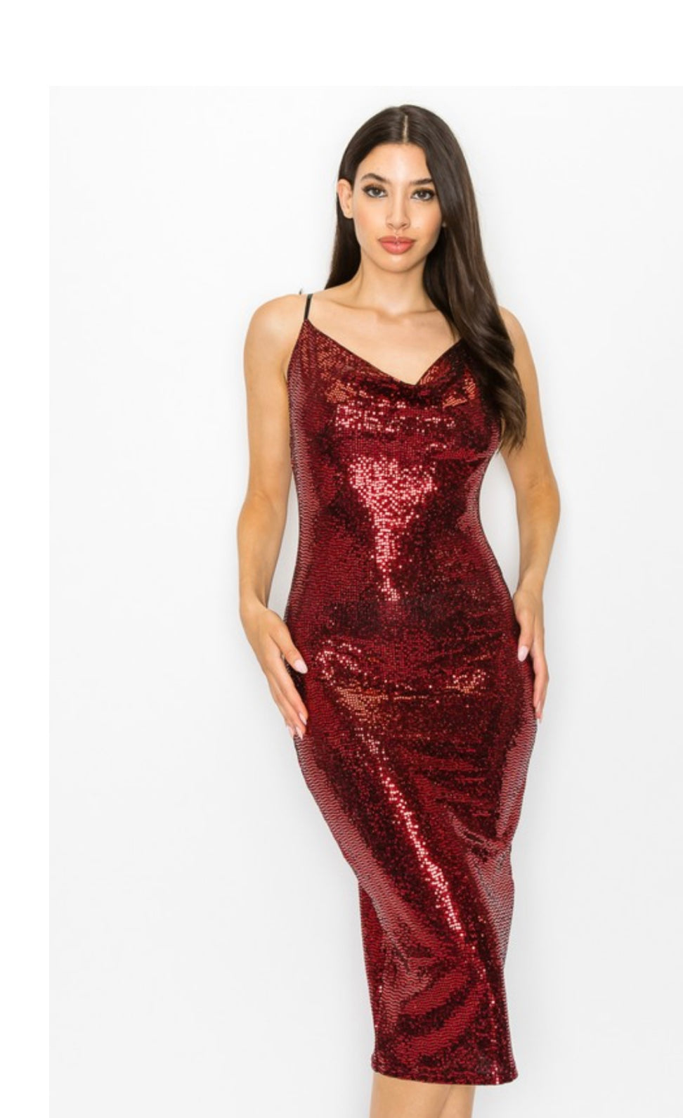 Red Cowl Bodycon Dress