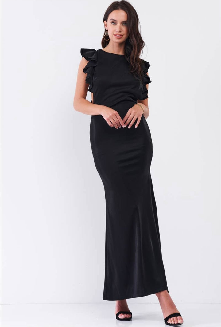 Black Glossy Long Dress