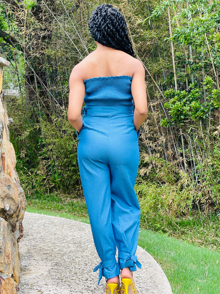 Sassyn Denim Off Shoulder Jumpsuit